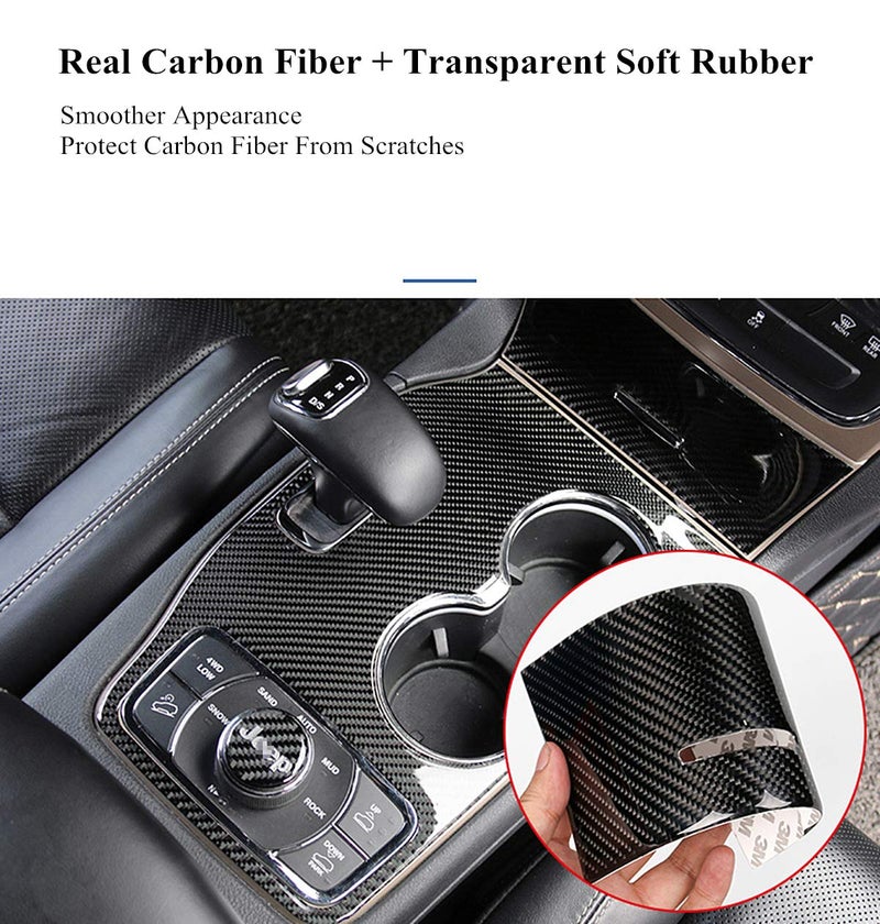 YOCTM For Jeep Grand Cherokee 2014 2015 Interior Accessories Black Real Carbon Fiber Center Console Cup Holder Cover Trim - Image 2