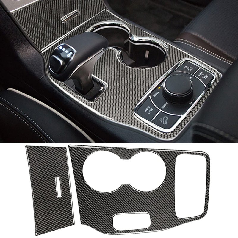 YOCTM For Jeep Grand Cherokee 2014 2015 Interior Accessories Black Real Carbon Fiber Center Console Cup Holder Cover Trim - Image 1