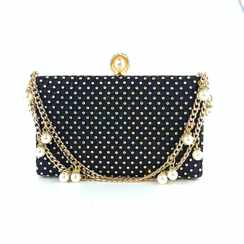 Hengmei Factory New Net Diamond Chain Bag Ladies Dinner Pearl Chain Clutch Bag Evening Bag - Image 5