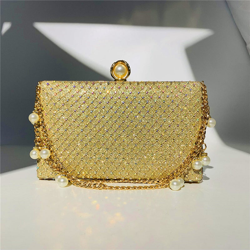 Hengmei Factory New Net Diamond Chain Bag Ladies Dinner Pearl Chain Clutch Bag Evening Bag - Image 2
