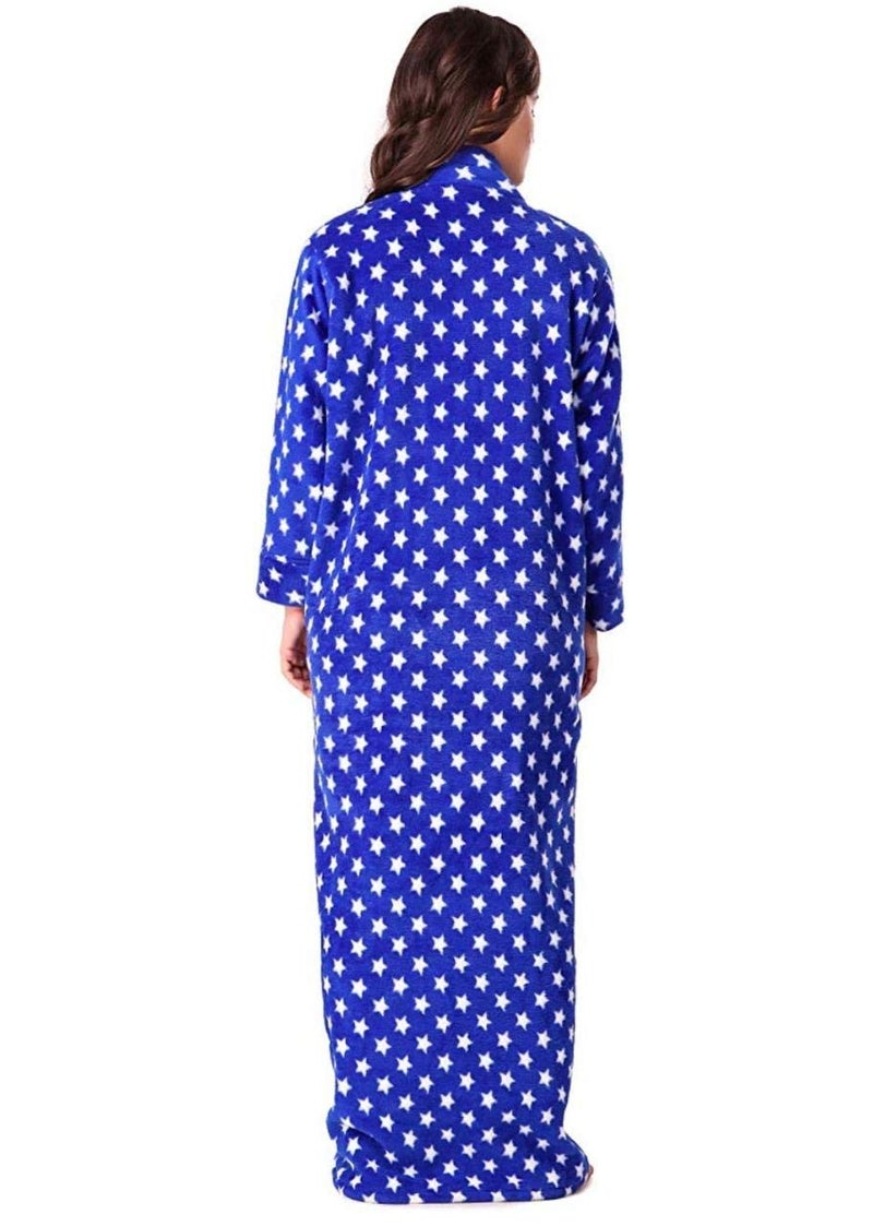 CIERGE Women's Wool Starred Maxi Nighty (blue woolen nigty, blue, Free Size) - Image 4