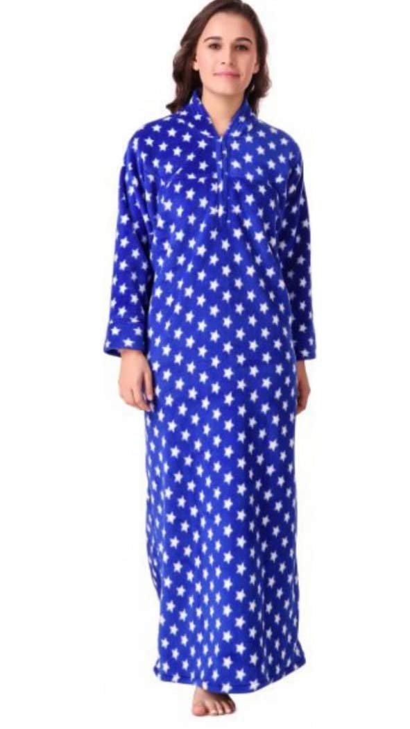 CIERGE Women's Wool Starred Maxi Nighty (blue woolen nigty, blue, Free Size) - Image 5
