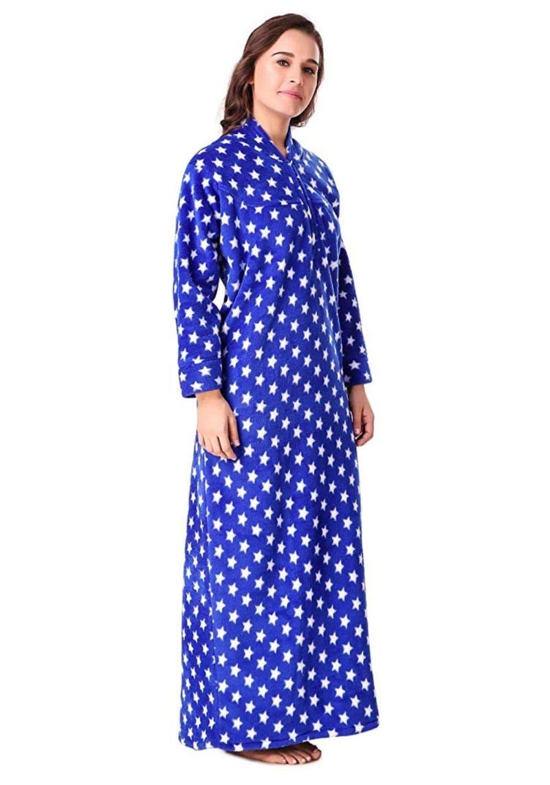 CIERGE Women's Wool Starred Maxi Nighty (blue woolen nigty, blue, Free Size) - Image 3