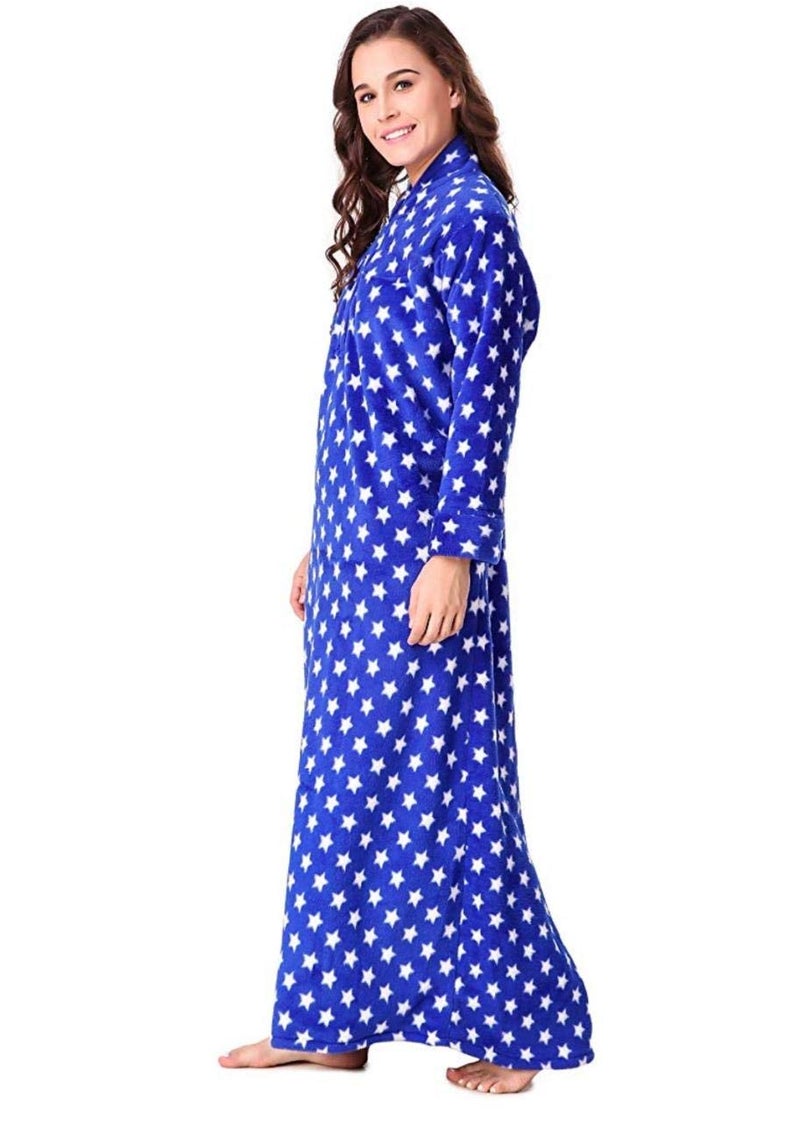 CIERGE Women's Wool Starred Maxi Nighty (blue woolen nigty, blue, Free Size) - Image 2