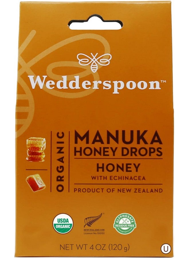 Wedderspoon Organic Manuka Honey Drops, Honey & Echinacea, 20 Count (Pack Of 1) | Genuine New Zealand Honey | Perfect Remedy For Dry Throats - Image 1