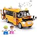 Crelloci School Bus Toy Die Cast Model Car with Flashing Lights  Sounds Friction Powered Back  Side Doors Open Large Yellow Metal Toy Vehicles Play Bus Easter Gift for Kids Toddlers Ages 3 - Image 4