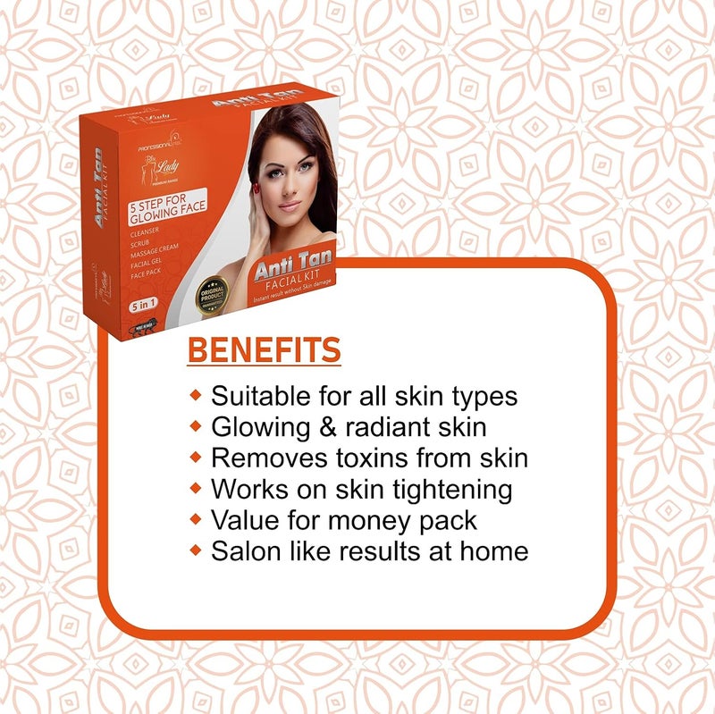 Blu Lady Professional Dtan Anti Tan Facial Kit with Face Massager for Facial Anti Tan Instant Glow Ever in India All Type Skin Fairness Set of 6 275 G - Image 4