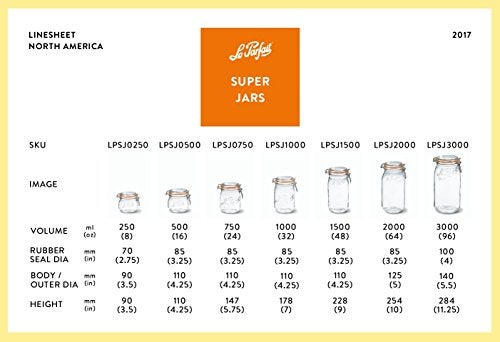 Le Parfait Super Jar, Canning Jars, 1.5L French Glass Canning Jar w/Round Body, Glass Jars w/Airtight Lid, Canning Jar Wide Mouth, Glass Jar w/Lid, Clear Jar, Clear Glass Jar (32oz/Quart & Half, 1 pk) - Image 4