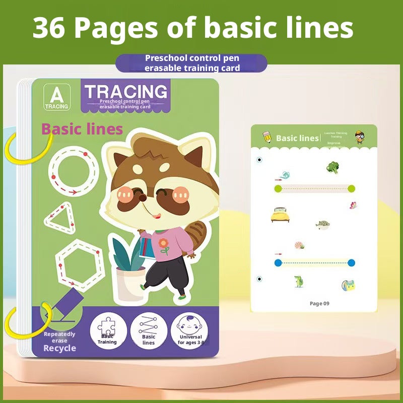 Children's Pen Control Training Book, Reusable Wipe-Clean Practice Cards for Preschool Writing - Image 4