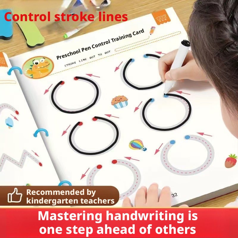 Children's Pen Control Training Book, Reusable Wipe-Clean Practice Cards for Preschool Writing - Image 3