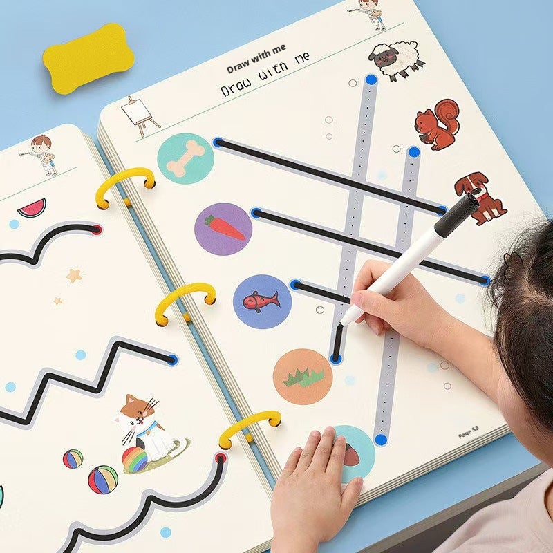 Children's Pen Control Training Book, Reusable Wipe-Clean Practice Cards for Preschool Writing - Image 2