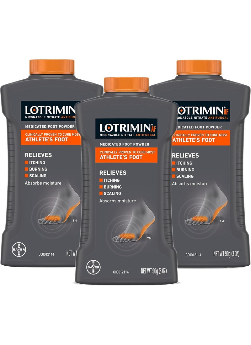 Lotrimin Lotrimin AF Athlete's Foot Antifungal Powder, Miconazole Nitrate 2% Treatment, Clinically Proven Effective Antifungal Treatment of Most AF, Jock Itch and Ringworm, 3 Ounces Bottle (Pack of 3) 