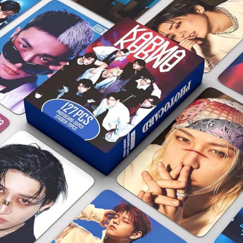 Fancyku® K-pop Star Photo Cards Kit 55Pcs Stray Kids Collection Set with 72 Stickers for Fans, Glossy Durable Prints and Creative DIY Gift Idea for Scrapbooks Journals Decor Storage Display (Karma) - Image 4