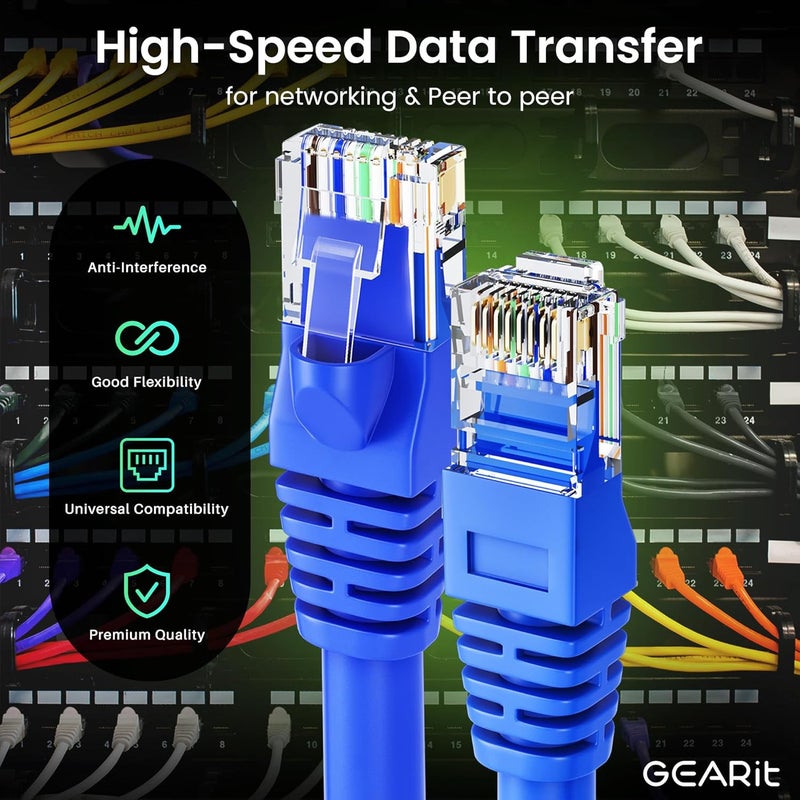 GearIT 1 ft Cat6 Ethernet Cable (24-Pack) - Blue - Image 3