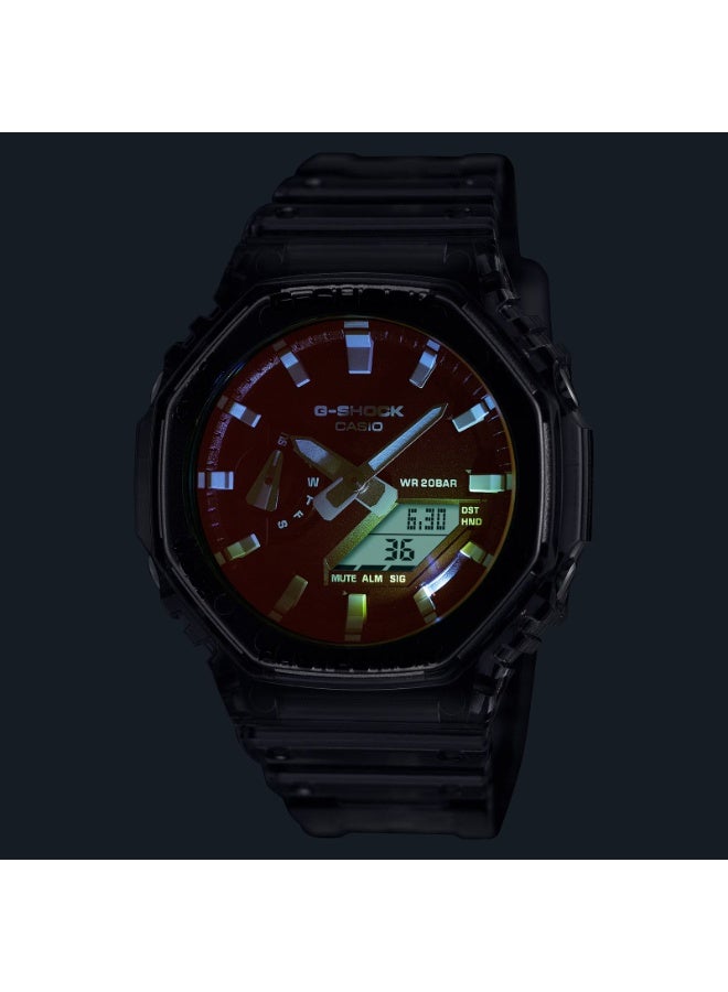 Casio G-Shock GA-2100TLS-8ADR “CasiOak” Analog-Digital Men’s Watch, Carbon Core Guard, Shock Resistant, 200M Water Resistant, Translucent Grey Resin Band - Image 4