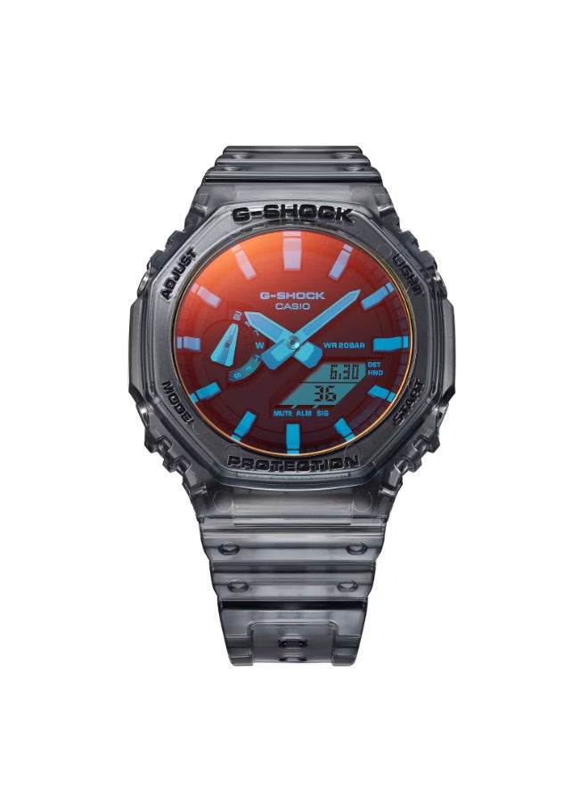 Casio G-Shock GA-2100TLS-8ADR “CasiOak” Analog-Digital Men’s Watch, Carbon Core Guard, Shock Resistant, 200M Water Resistant, Translucent Grey Resin Band - Image 2