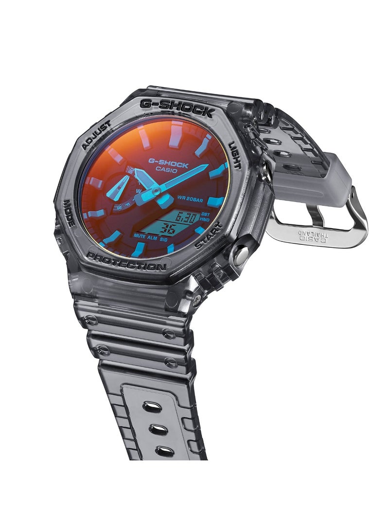 Casio G-Shock GA-2100TLS-8ADR “CasiOak” Analog-Digital Men’s Watch, Carbon Core Guard, Shock Resistant, 200M Water Resistant, Translucent Grey Resin Band - Image 3