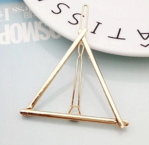 QTMY 4 Pcs Round Circle Triangular Lips Moon Shaped Hair Pin Clips Hair Jewelry Hair Accessories (Golden) - Image 5