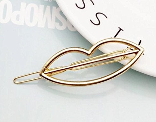 QTMY 4 Pcs Round Circle Triangular Lips Moon Shaped Hair Pin Clips Hair Jewelry Hair Accessories (Golden) - Image 3