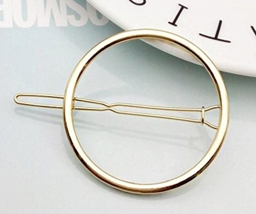 QTMY 4 Pcs Round Circle Triangular Lips Moon Shaped Hair Pin Clips Hair Jewelry Hair Accessories (Golden) - Image 2