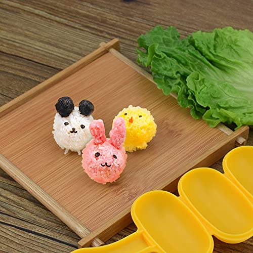 MEETSWEET Rice Ball Mold,Rice Ball Shaker, Ball Shaped Kitchen Tools DIY Lunch, Maker Mould Food Decor for Kids, Mold With a Mini Rice Scoop（yellow）… - Image 3