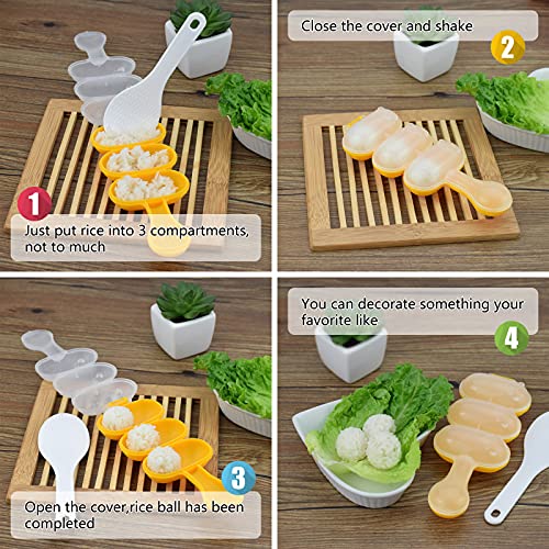 MEETSWEET Rice Ball Mold,Rice Ball Shaker, Ball Shaped Kitchen Tools DIY Lunch, Maker Mould Food Decor for Kids, Mold With a Mini Rice Scoop（yellow）… - Image 2