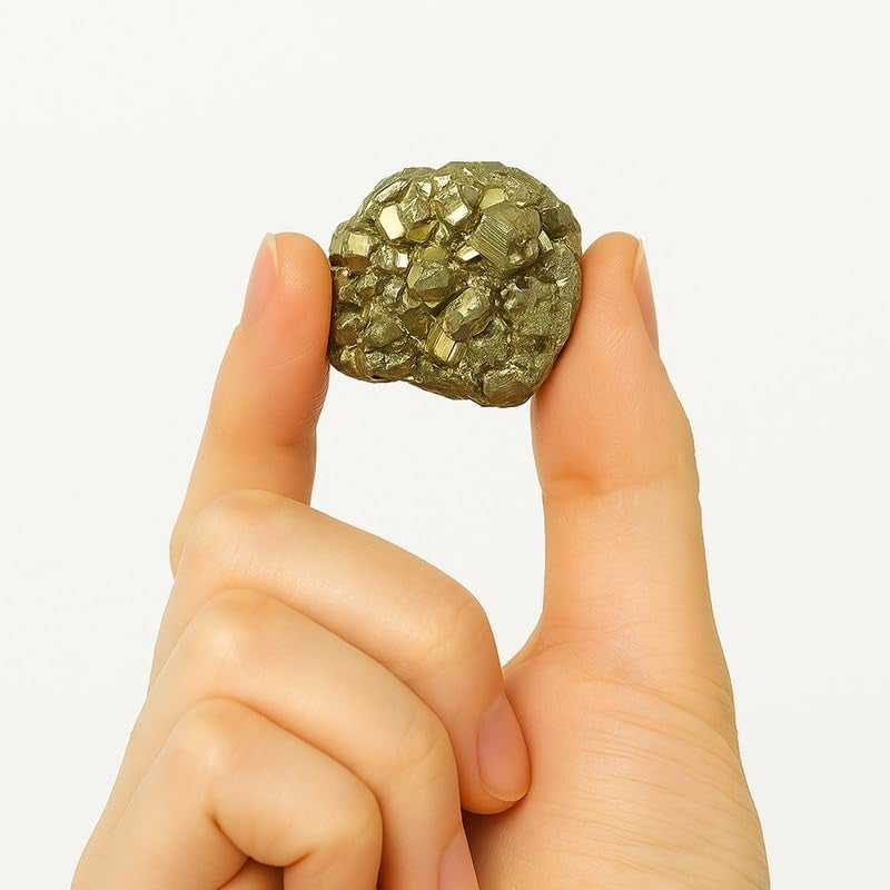 Crystu Natural Pyrite Rough Stone | Pyrite Raw Cluster from Peru | 100 Carats, Orange - Image 4