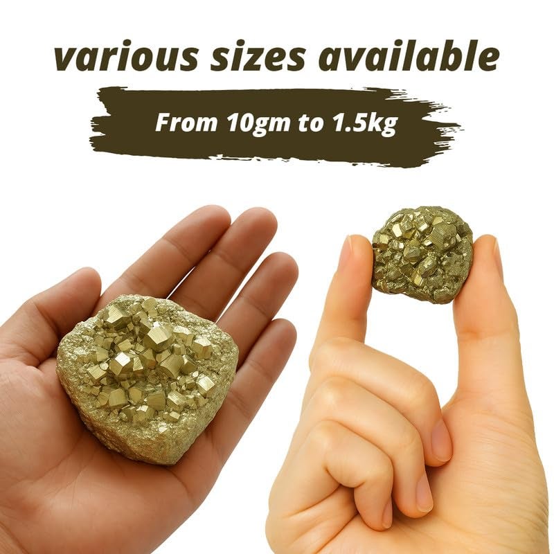 Crystu Natural Pyrite Rough Stone | Pyrite Raw Cluster from Peru | 100 Carats, Orange - Image 5