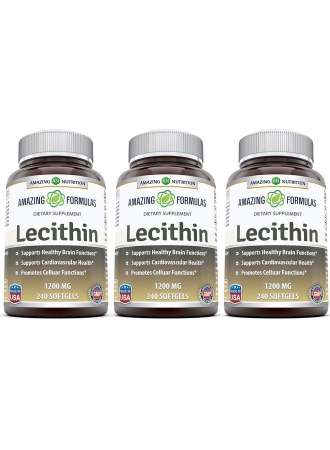 Amazing Nutrition Amazing Formulas Lecithin Dietary Supplement * 1200 Mg High Potency Lecithin Softgels (Nongmo) * Promotes Brain & Cardiovascular Health * Aids In Cellular Activities * 240 Softgels (Pack Of 3) - Image 2