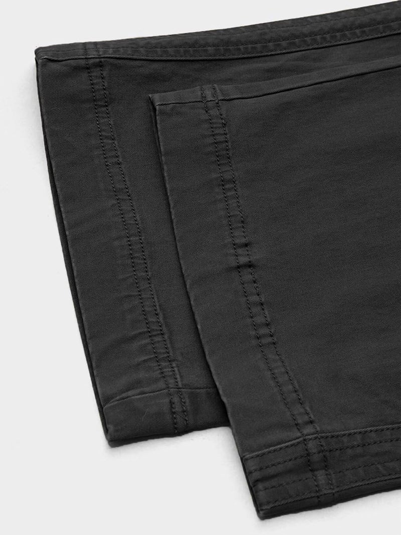 Flamingals Straight Leg Pants for Women Drawstring Waist Mid Rise Casual Solid Seam Detail Pants Black XL - Image 5