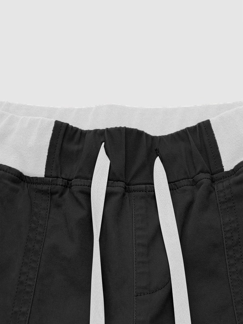 Flamingals Straight Leg Pants for Women Drawstring Waist Mid Rise Casual Solid Seam Detail Pants Black XL - Image 4