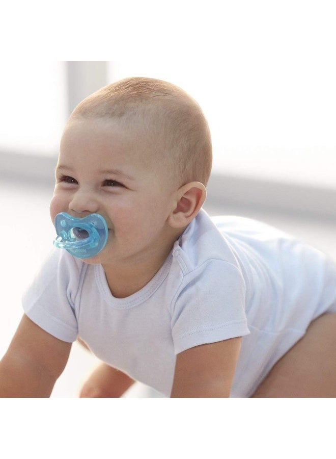 Chicco PhysioForma 100% Soft Silicone One Piece Pacifier for Babies 6-16 Months | BPA & Latex Free | Reusable Case | Blue/Green, 2pk - Image 2
