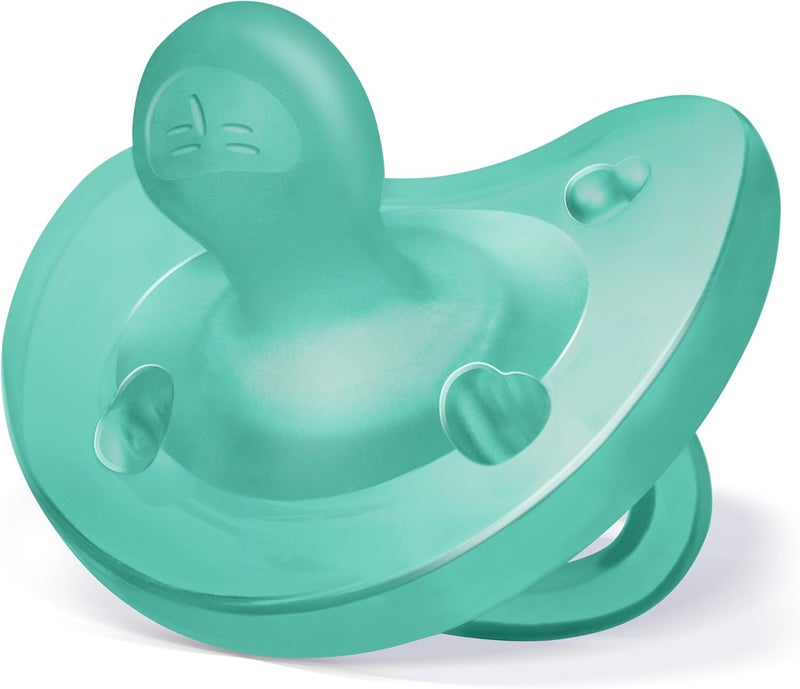 Chicco PhysioForma 100% Soft Silicone One Piece Pacifier for Babies 6-16 Months | BPA & Latex Free | Reusable Case | Blue/Green, 2pk - Image 5