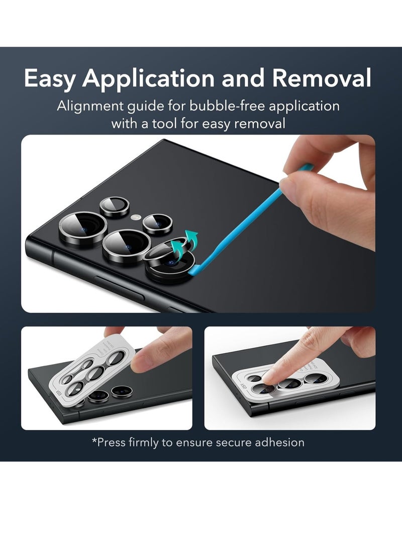 Samsung Galaxy S24 Ultra Camera Lens Protector, Individual Lens Protectors, Scratch-Resistant Ultra-Thin Tempered Glass with Aluminum Edging, Galaxy S24 Ultra Case Friendly, 1 Set, Black - Image 4