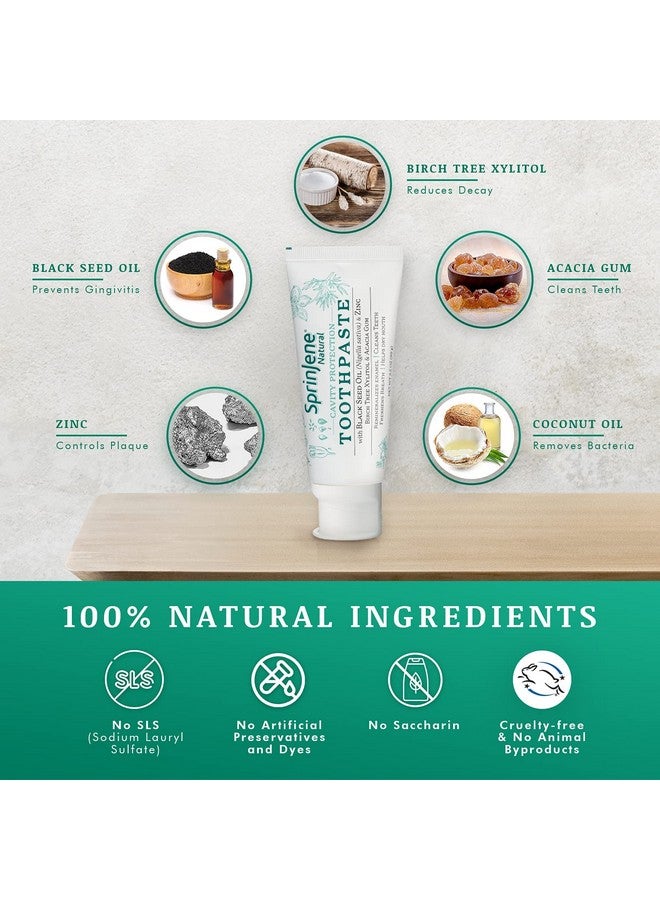سبرين جين معجون أسنان سبرينجين بالفلورايد الطبيعي لأسنان ولثة صحية | معجون أسنان طبيعي لحماية الأسنان من التسوس | عبوة من 4 قطع - Image 3