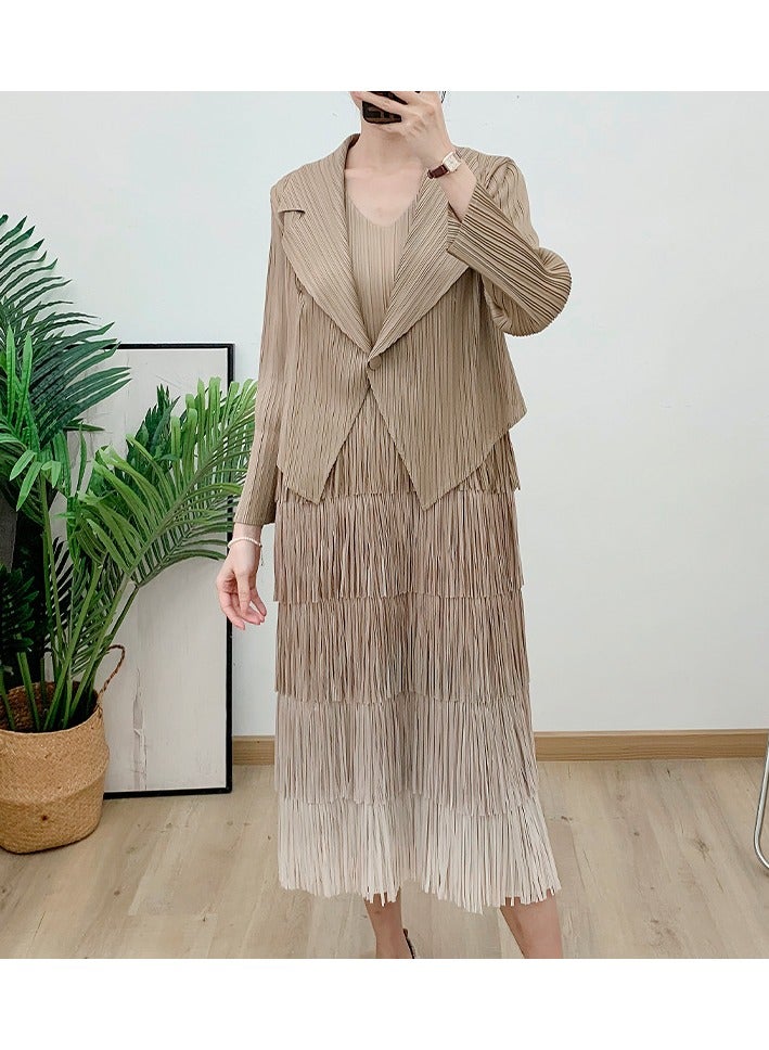 Shougu New Women's Pleated Vest Skirt And Suit Jacket Two-piece Set - Image 1