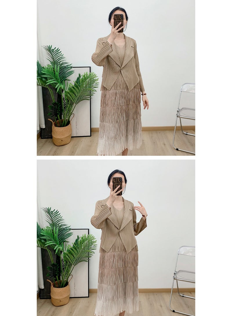Shougu New Women's Pleated Vest Skirt And Suit Jacket Two-piece Set - Image 4