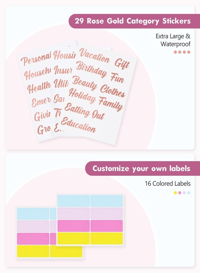 Zreal A6 Budget Binder for Money Saving, PU Leather Budget Planner with 8 Cash Envelopes, Budget Sheets & Rose Gold Category Stickers, Money Organizer for Cash (Black Bow) - Image 5