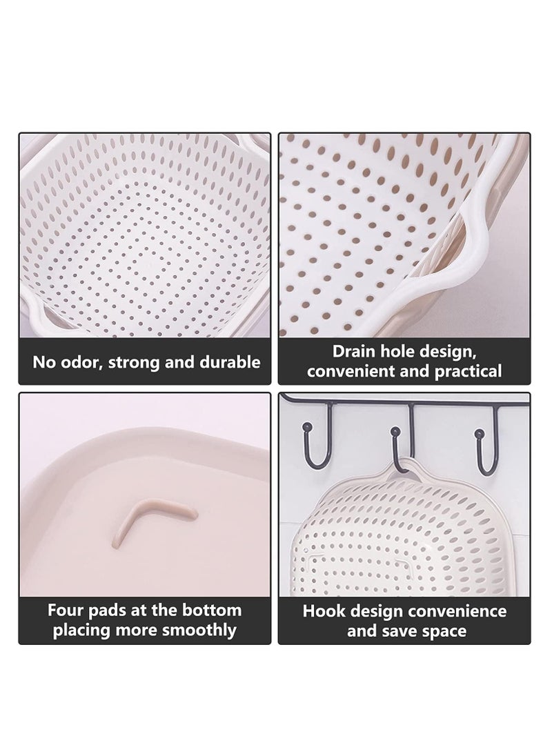 Arabest Kitchen Colander Strainer Set, Colander Plastic Set, Portable Food Strainer, 6Pcs Drain Basin and Basket for Washing and Draining Fruit, Vegetables, Bowls and More (Grey White)  - Image 3