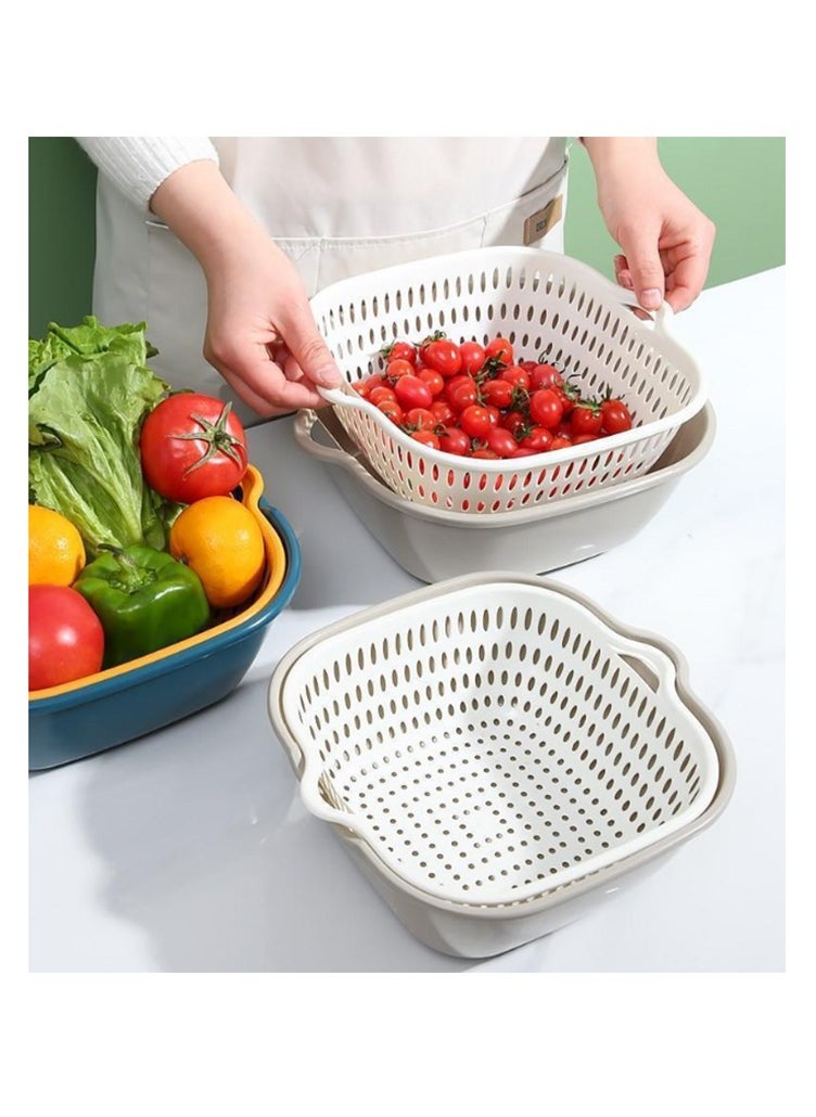 Arabest Kitchen Colander Strainer Set, Colander Plastic Set, Portable Food Strainer, 6Pcs Drain Basin and Basket for Washing and Draining Fruit, Vegetables, Bowls and More (Grey White)  - Image 5