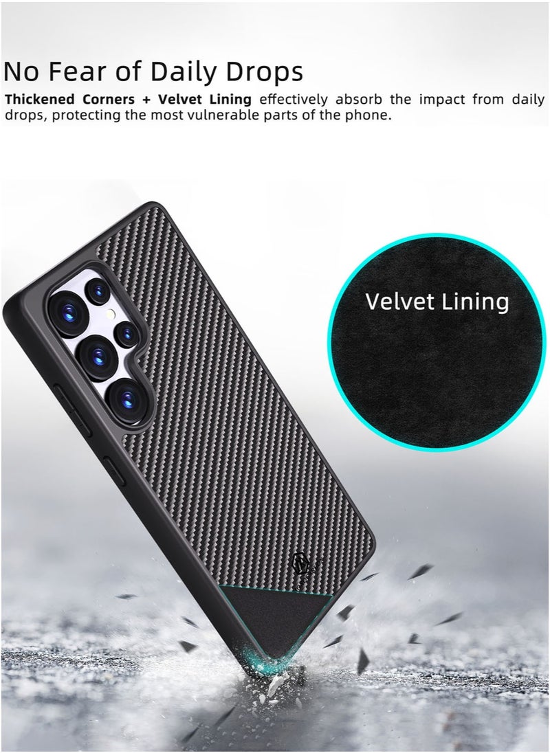 MONOCARBON Real Carbon Fiber Samsung Galaxy S25 Ultra Case Cover MagSafe Compatible Mil Grade Scratch Resistant - Matte Black  - Image 5