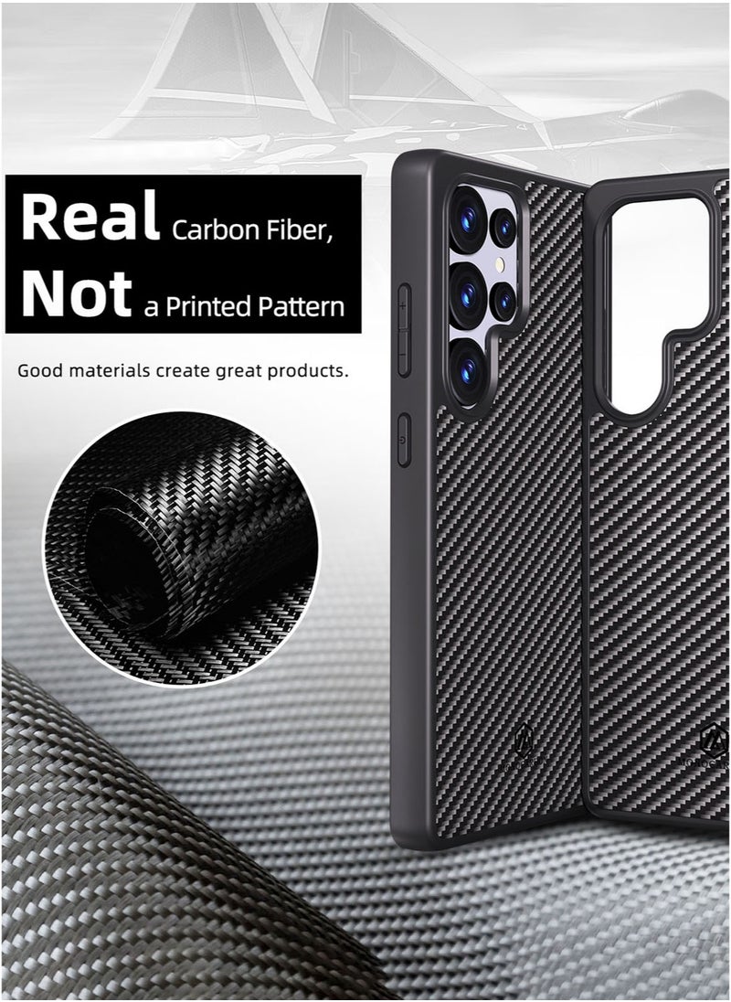 MONOCARBON Real Carbon Fiber Samsung Galaxy S25 Ultra Case Cover MagSafe Compatible Mil Grade Scratch Resistant - Matte Black  - Image 2