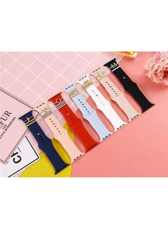 Wowstrap 5Pcs Charms for Apple Watch band 41mm 45mm 40mm 44mm 38mm 42mm 46mm 49mm Women,Diamond+Metal Jewelry Decorative Ring For iWatch series 11 10 9 8 7 6 5 4 se 3/2,Galaxy watch 7/6/5/4,Strap Accessories - Image 5