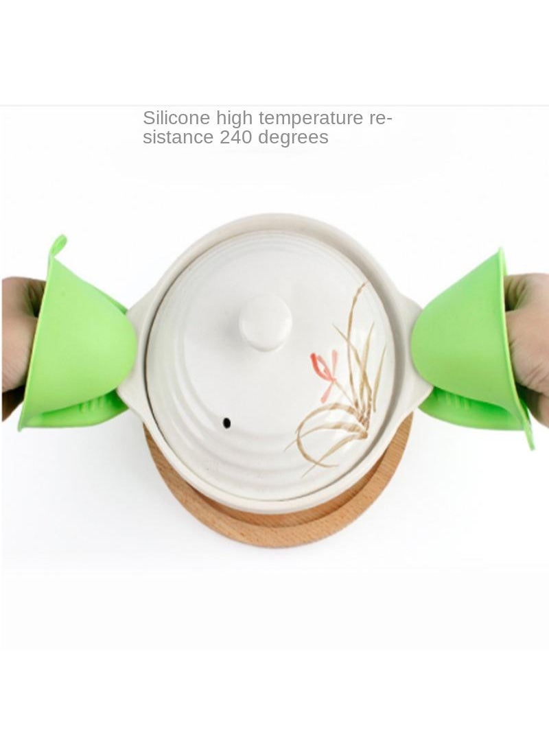 Y&D - 2PCS Silicone Anti-scald Hand Clip Bowl And Dish Clip Baking Oven Microwave Oven Anti-scald Heat Insulating Silicone Gloves-Light GreenThick (about 38 Grams) - Image 1