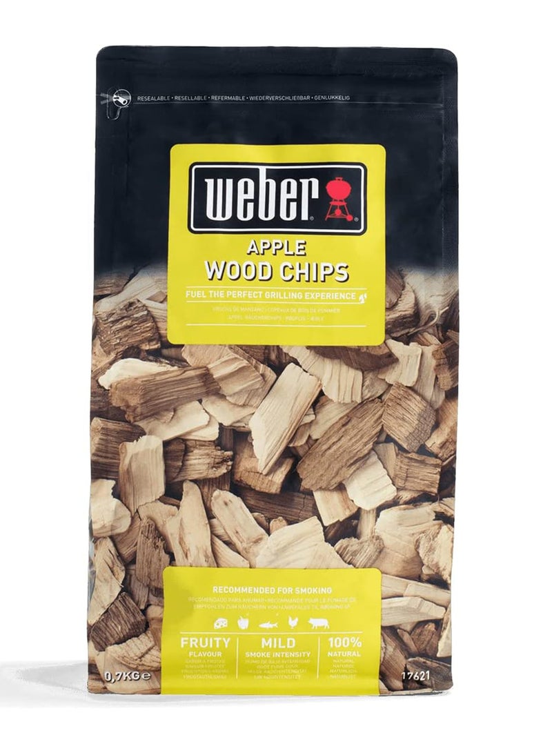 Weber Applewood Smoking Chips (700g Pack) - subtle aroma, ideal for cheese, vegetables, fish, poultry, pork & game, sustainably sourced, Wood (17621) - Image 1