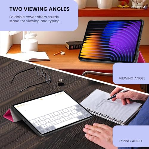 MOCA Case for Xiaomi Mi Pad 8/8 Pro Mi Pad 7/7 Pro 11.2 Inch Tablet, Magnetic Flip Stand Cover with Stylus Holder, Transparent Back, Auto Wake/Sleep, Slim Shockproof Protective Shell (Water Melon) - Image 5