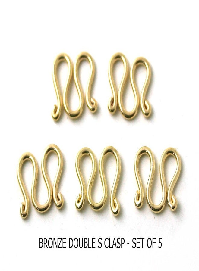 LynnAround Clasp, Double S-Hook, Bronze - Yellow Gold Color, Size 15x12 mm, Pack of 5 pcs, Necklace's Clasp Spare Part Jewelry (Bronze 15x12mm) - Image 2