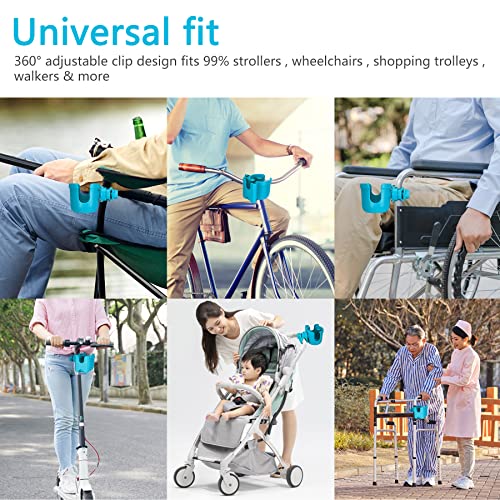Suranew Adjustable Stroller Cup Holder with Phone Holder for Baby Stroller for Family Members, Sky Blue - Image 3