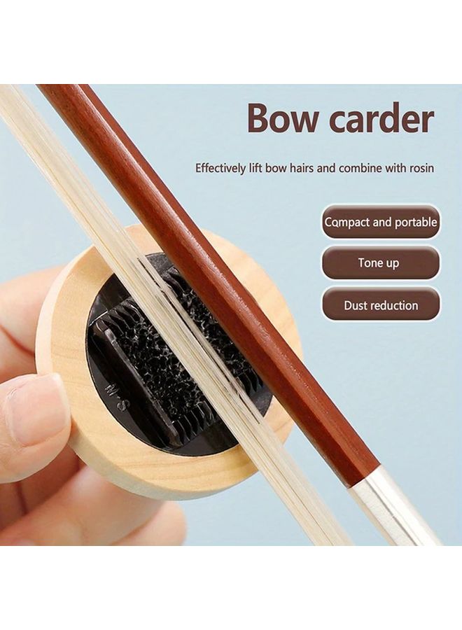 Black Portable Violin Bow Cleaner Rosin Spreader Natural Wooden Base Compact - Image 5
