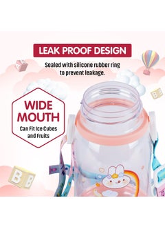 Skytone SKYTONE Cute Kids Water Bottle with Sipper, Water Bottle for kids, Sipper Bottle for Kids - Anti-leak Cartoon Kids Water Bottle for Kids (600 ML) (Pink)  - Image 5